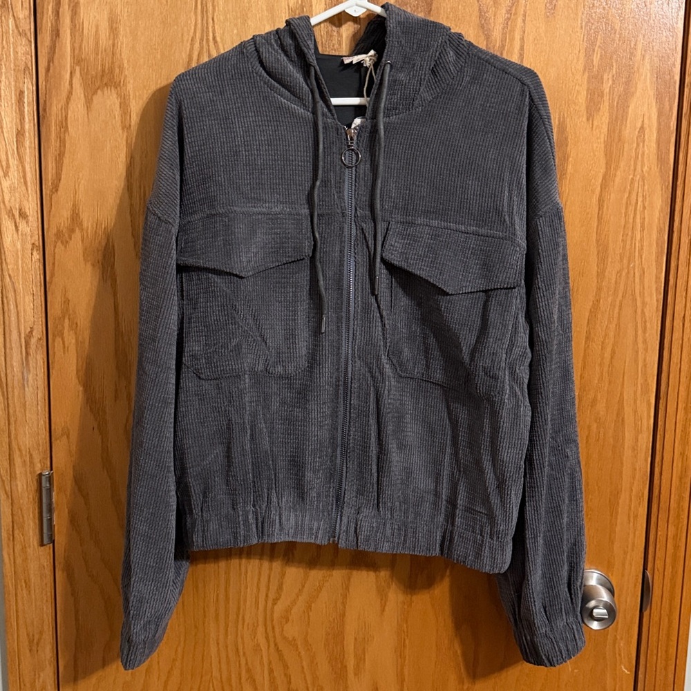 Hem & Thread Charcoal Hoodie with Chest Pockets